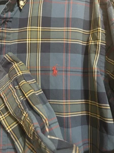 Ralph Lauren Blue Label Button Hemd Herren XL kariert Oxford Pony rot grün - Bild 1 von 4
