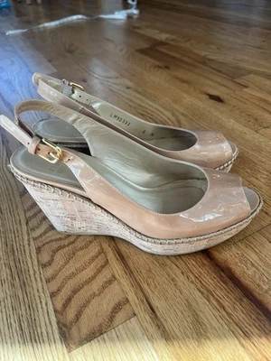 Stuart Weitzman Patent Leather Slingback Wedge Sandals Women's Size 6 - Image 1 of 4
