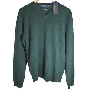 Polo by Ralph Lauren Langarm Pullover Grün Herren Gr. Medium Lammwolle Oberteil - Bild 1 von 7