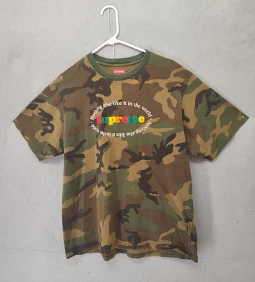 Supreme 衬衫男式大号迷彩 100% 棉图案印花 T 恤街头溜冰鞋 — 第 1/4 张图片