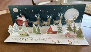 3D Pop Up Panoramic Light-Up Greeting Card Stars Sleigh Merry Christmas to All - Picture 1 of 5