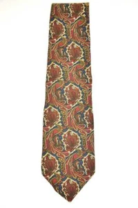 GIVENCHY: Navy Blue/Red, Paisley & Logo, 100% Silk, Club Tie (mp) - Picture 1 of 7