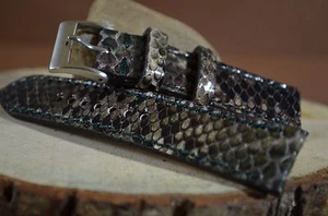 CORREA RELOJ 22 20 18 MM VERDE MARRON GENUINA PIEL PITON AFRICA I MA STRAP - Imagen 1 de 11