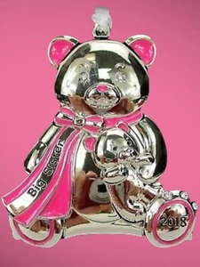 Harvey Lewis 2018 Big Sister rosa Teddybär versilbertes Ornament - Bild 1 von 5