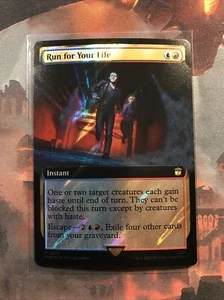 Magic The Gathering Run for Your Life Surge FOIL arte extendido Dr. Who WHO 1029 raro casi nuevo - Imagen 1 de 2