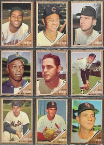 1962 TOPPS BASEBALL 9 Cards with Al Jackson and Vic Power, NM-AWESOME! - Picture 1 of 2