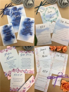 10 x Handmade Personalised Wedding/Evening Invitations Pocket Fold Poem RSVP - Picture 1 of 18