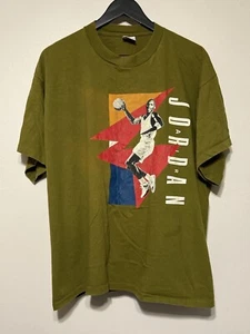 Vintage Nike Air Jordan T Shirt Size XL Olive Made In USA 90s Single Stitch - Picture 1 of 13