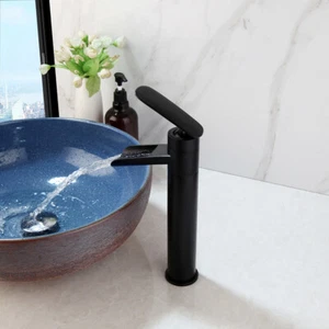 Bathroom Basin Sink Black Polish Brass Mixer Tap Faucet Deck Mounted 1 Handle - Picture 1 of 11