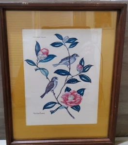 Anne Worsham Richardson Print White Throated Sparrows Framed Matted 60-70s 12x15 - Picture 1 of 4