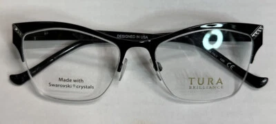 TURA Brilliance TE262 черный без оправы очки ОПРАВА 50-17-135 Swarovski Италии - Изображение 1 из 4