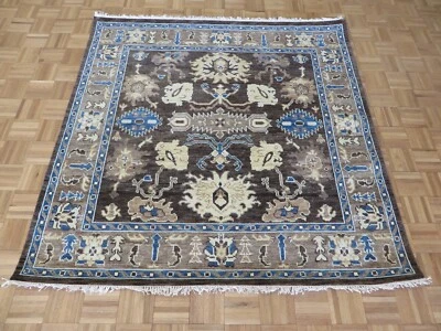 6 x 6 Square Hand Knotted Chocolate Brown Modern Oushak Oriental Rug G13106 - Image 1 of 4