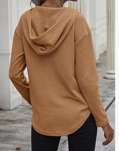 NEW - Felpa con cappuccio Morhuduck, maglia waffle media da donna, felpa leggera - Foto 1 di 6