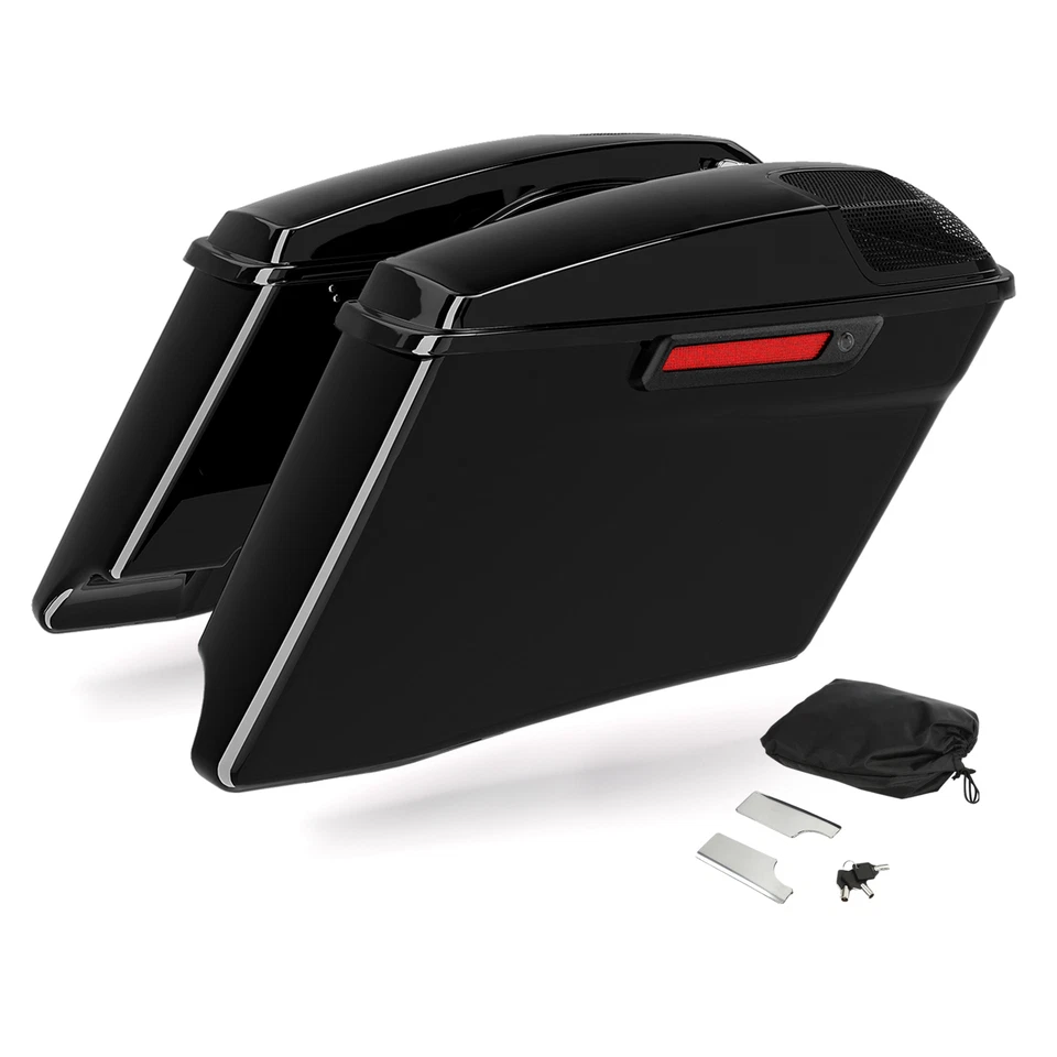 Alforjas duras extendidas negras vívidas de 4" para Harley Touring Ultra Limited 2014-en adelante Foto 1 de 4