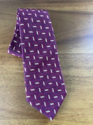 Corbata de cuello vintage rosa (camiseta London) para hombre 3,75" geométrica roja amarilla azul Foto 1 de 4