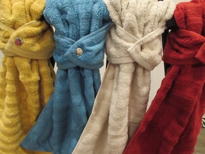 Ribbed Hanging Hand Towel Red, Gold, Blue, Cream,  Bath Towel or Kitchen Towel - Image 1 of 4