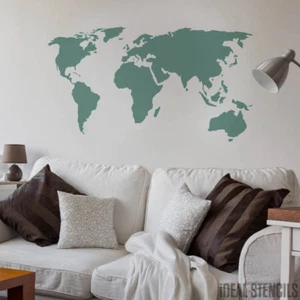 Mapa Del Mundo Plantilla De Pared Tela Muebles Pintura Hogar Dã Cor Arte Ideal - Imagen 1 de 7