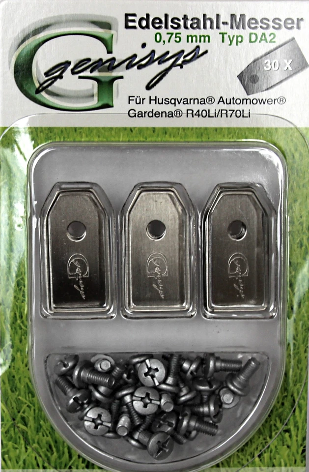 30 Ersatz Messer Klingen f Husqvarna Automower / Gardena Mähroboter 0,75mm NEU - Bild 1 von 4
