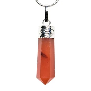 Himalayan Carnelian Agate Crystal Pendant + 20" Stainless Steel Chain + Charger - Picture 1 of 8
