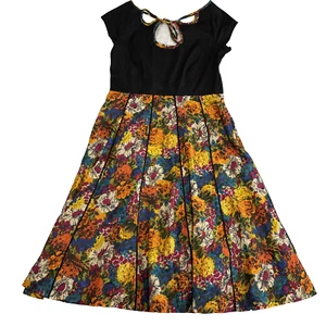 Abito midi VIOLA Anthropologie Pansy aderente e svasato misto cotone/seta donna tg10 - Foto 1 di 14