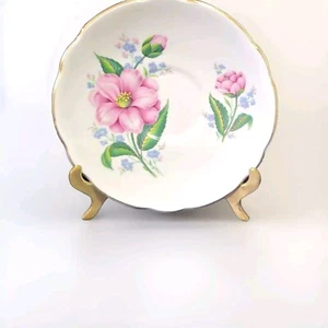 REGENCY Bone China Untertasse Teller ~ Rosa Rose mit Blau For-Get-Me-Nots - EUC - Bild 1 von 4