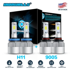 9005 + H11 6000K 4000W 600000LM Combo Kit de Faros LED Bombilla Alta Baja - Imagen 1 de 12