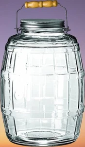 Glass Barrel Jar with Lid Vintage Large Handle Clear 2.5 Gallon Brushed Aluminum - Picture 1 of 1