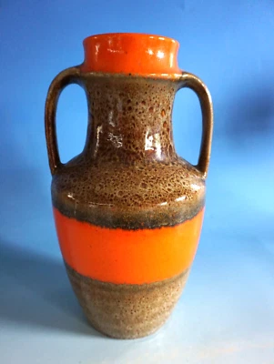 WGP Vintage Scheurich Keramik Vase Henkelvase Lava orange braun 40cm (F024-1105) - Bild 1 von 4