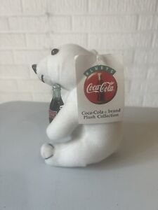 Coca-Cola 1993 Plush White Polar Bear Holding Coke Bottle 8" Stuffed Animal