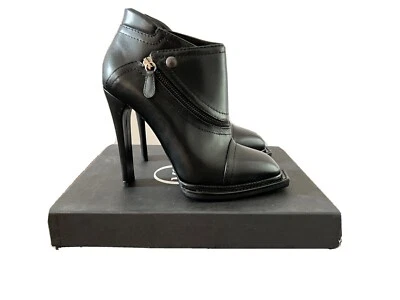 $847 MCQ Alexander McQueen Zipper Biker Leather Ankle Boots Black NIB - 38 8 - Image 1 of 4