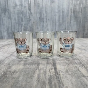 3 Vintage Zellers Zeddy Bear Small Drinking Glasses 100ml Juice Milk Kids - Picture 1 of 12