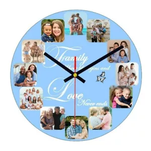 Große personalisierte individuelle MDF Wanduhr jedes Foto/Logo/Text/Bild LASERGESCHNITTEN MDF - Bild 1 von 7
