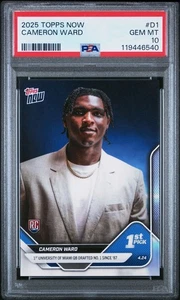 PSA 10 Cam Ward Rookie 2025 Topps Now Draft Night D-1 GEM MINT! Tennessee Titans - Picture 1 of 3