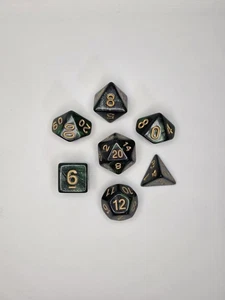 Juego de 7 dados DND poliedro brillo estrellado verde cósmico negro dados para RPG-Nuevo - Imagen 1 de 2