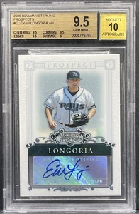 2006 Bowman Sterling Evan Longoria Prospects #BSP-EL BGS 9.5 AUTO 10 RC Rookie - Picture 1 of 2