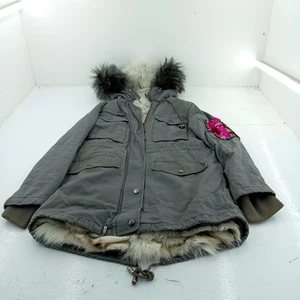 PARKA DONNA JOCELYN TAGLIA UK XS XSMALL GRIGIO GIACCA CAPPOTTO VERA PELLICCIA DI VOLPE ARGENTO FODERA - Foto 1 di 9
