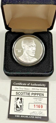 Scottie Pippen Chicago Bulls 1oz .999 Fine Silver Limited Edition w/COA - Image 1 of 4