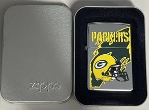 ZIPPO 1998 NFL GREEN BAY PACKERS POLISHED CHROME LIGHTER UNFIRED IN BOX K588 - Picture 1 of 6