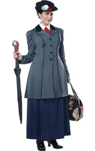MARY POPPINS ENGLISH NANNY PLUS SIZE ADULT WOMENS FANCY DRESS COSTUME - Foto 1 di 2