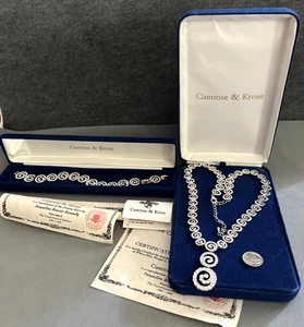 JBK Jackie Kennedy Camrose & Kross Crystal Swirl Link Bracelet Necklace NIB Mint - Picture 1 of 8