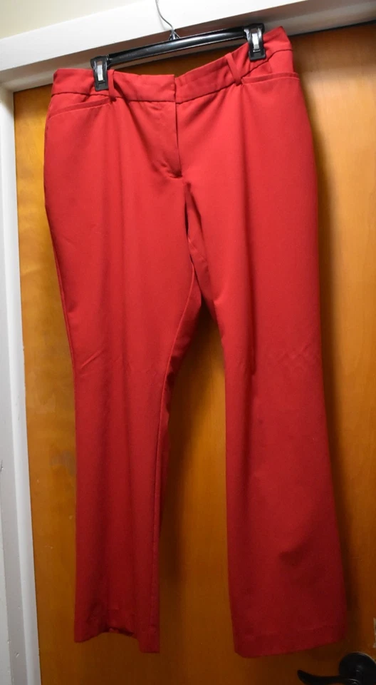 WORTHINGTON Pantalón Curvy Perfecto Elástico ROJO VESTIDO PANTALONES TALLA 14 Vacaciones Carrera Foto 1 de 4