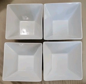 Williams Sonoma Open Kitchen Square  Appetizer Soup Snack Bowls White 4 5" - Picture 1 of 15