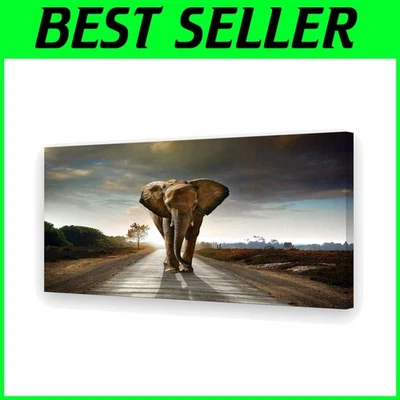 Grey Elephant Canvas Painting for Home and Office Walls - Image 1 of 4