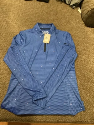 Peter Millar Cuarto Cremallera Mujer’s M Nuevo $115 Etiqueta Zurich Insurance Logo Azul Foto 1 de 4