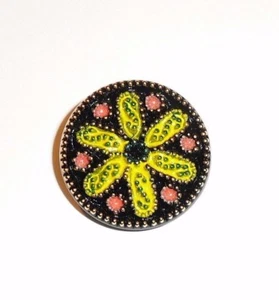 Colorful Flower Czech Glass Molded Shank Button - 1-1/8" Multi-Colored - Picture 1 of 7