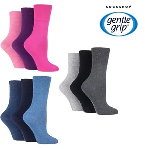 Gentle Grip Socks Kids Plain Cotton Comfort Cuff Various Colours 12.5-3.5 3 Pack - Picture 1 of 8