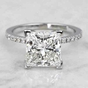 2,89 TCW Princess Cut Moissanit Vorschlag Verlobungsring 14K Weißgold vergoldet - Bild 1 von 5