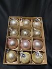 VTG Austria Mesh Wire Wrapped Christmas Glass Ball Ornament Pink Gold Tones Box
