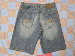 Ecko Unltd Jean Shorts Y2K Baggy Fit Skater Loose Hip Hop Embroidered Denim 36 - Picture 1 of 9