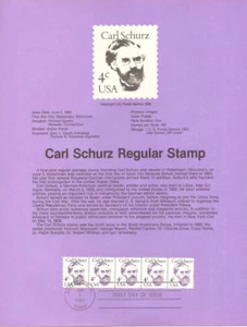 #8319 4c Carl Schurz Stamp - Scott #1847  USPS Souvenir Page - Picture 1 of 1